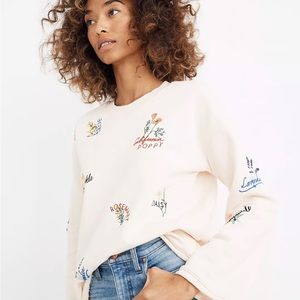 NWOT Madewell Botanical Embroidered Bell-Sleeve Sweatshirt